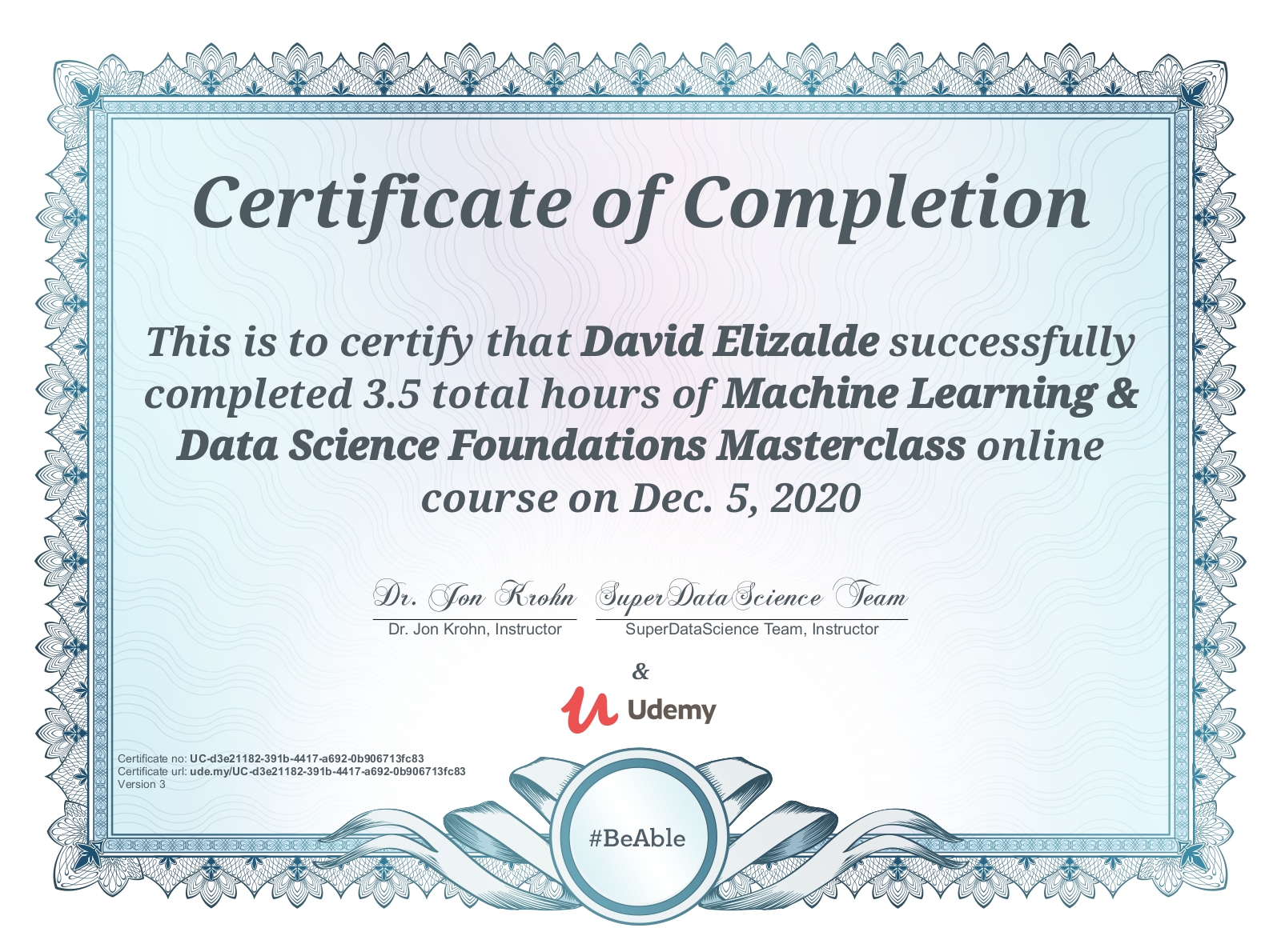 Machine Learning & Data Science Foundations Masterclass