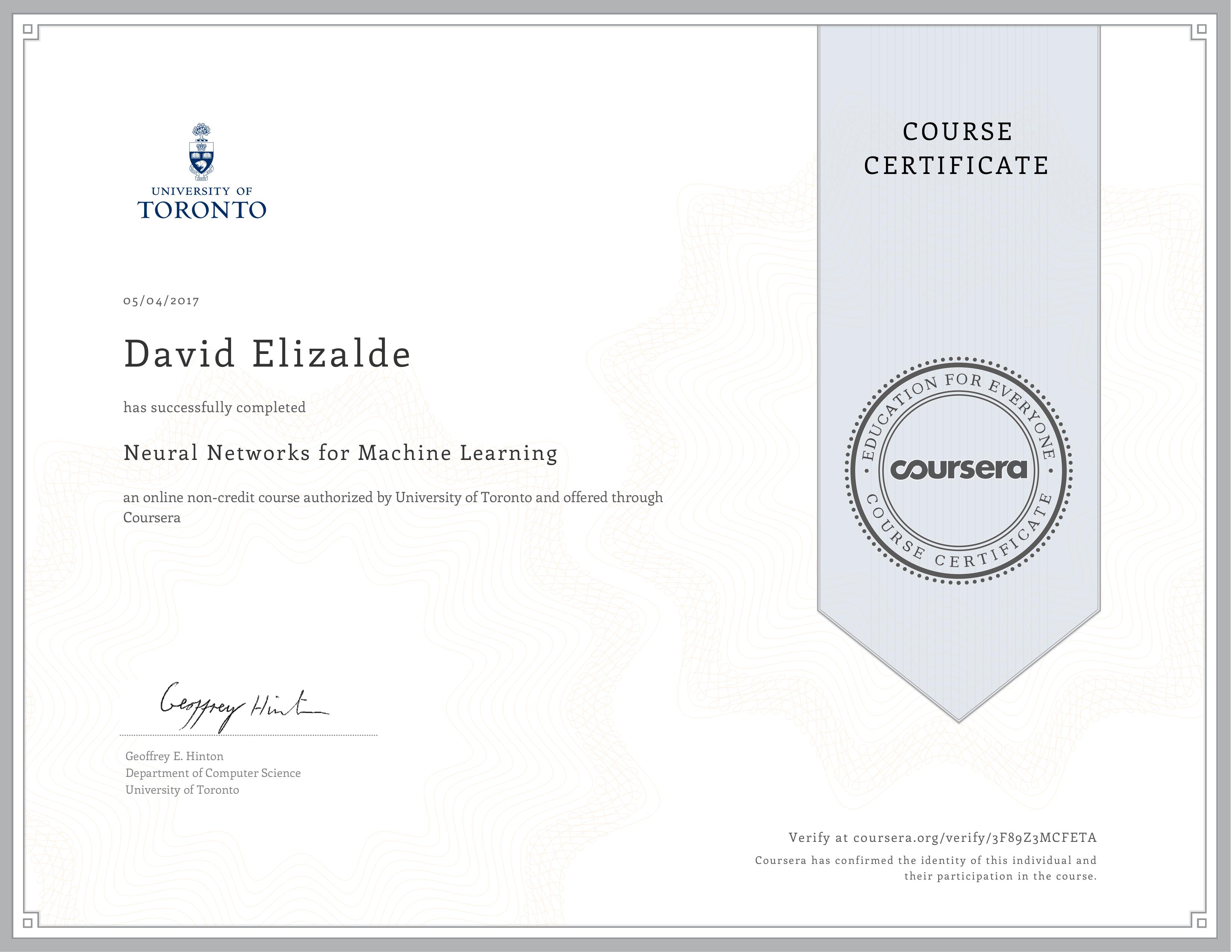 Neural Networks for Machine Learning